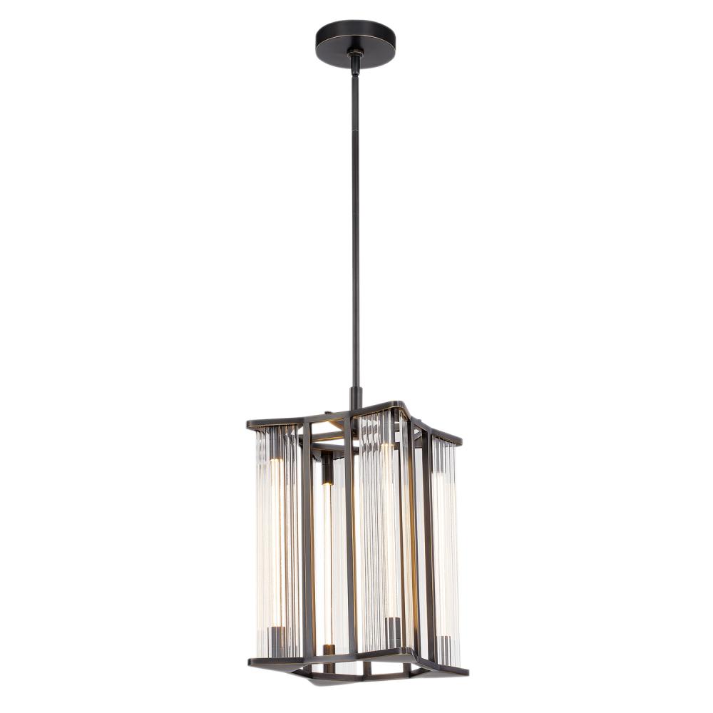 Sabre 11-in Ribbed Glass/Urban Bronze LED Pendant