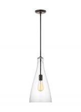 Visual Comfort & Co. Studio Collection 6537001-710 - Arilda transitional 1-light indoor dimmable ceiling hanging single pendant in bronze finish with cle