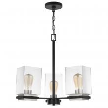  60/7655 - Crossroads; 3 Light Chandelier; Matte Black with Clear Glass