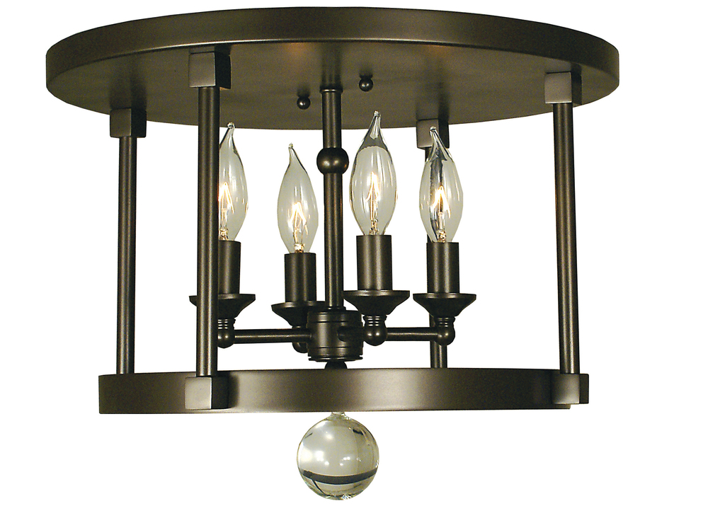 4-Light Mahogany Bronze Compass Flush / Semi-Flush Mount