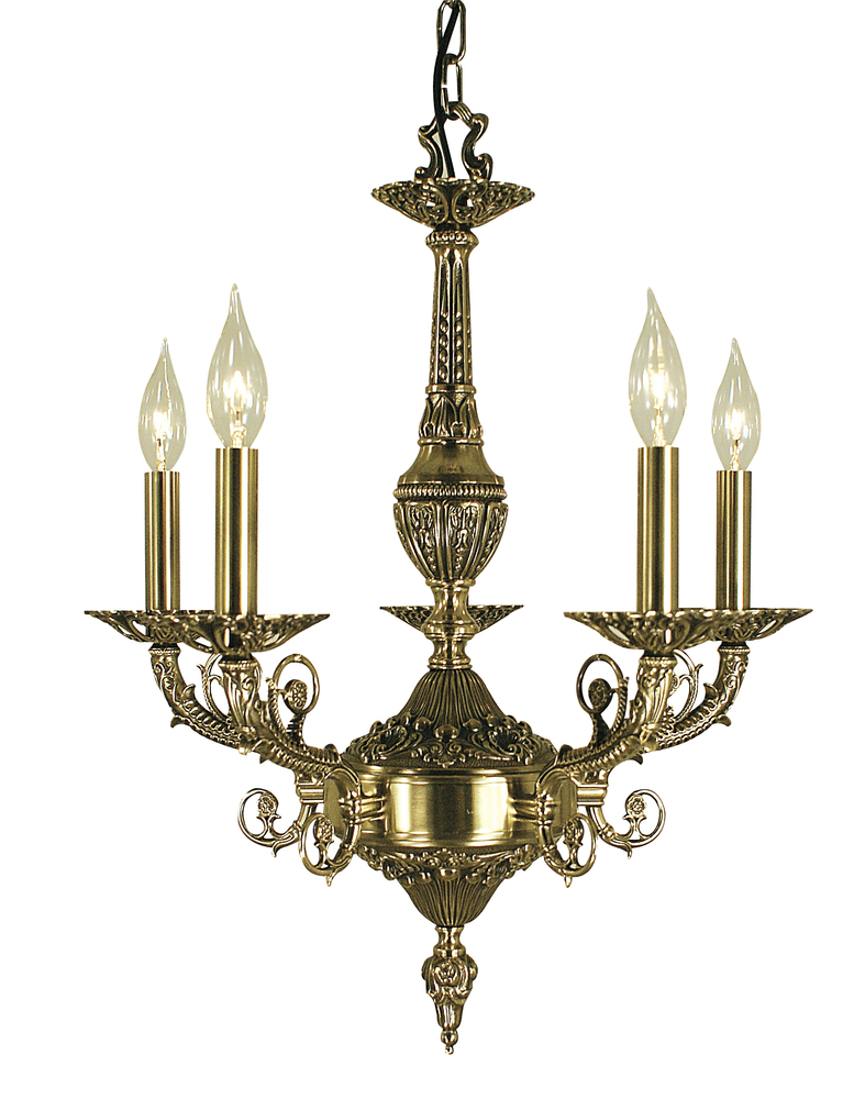 5-Light Antique Silver Napoleonic Dining Chandelier