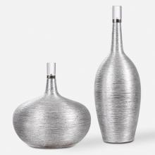  17883 - Gatsby Silver Ribbed Bottles, S/2