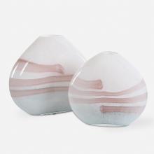  18159 - Blush Swirl Glass Vases, S/2