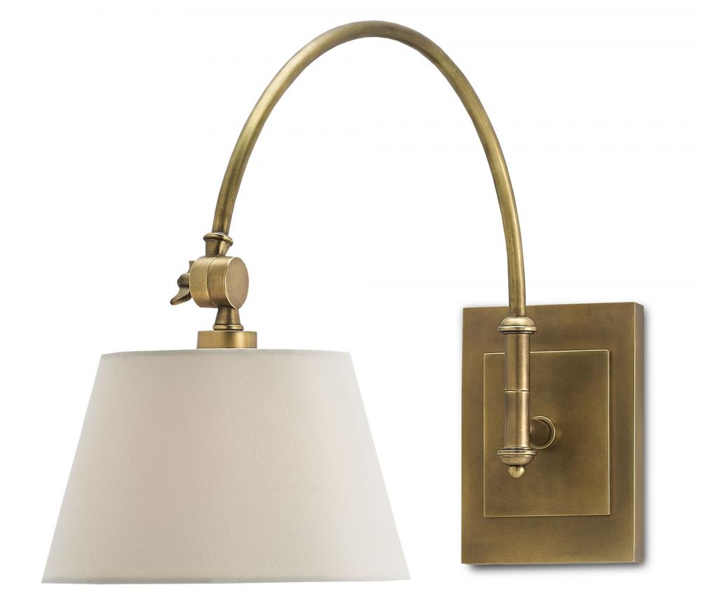Ashby Brass Swing-Arm Wall Sconce, White Shade